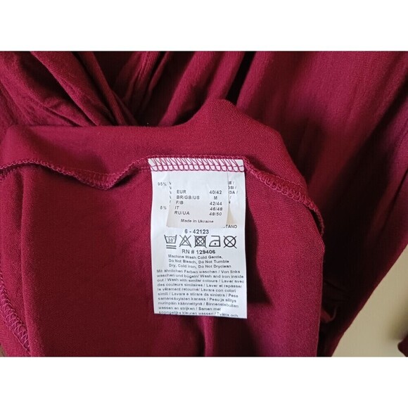 Bodyflirt Maxi Dress 3/4 Sleeve Stretch V Neck Stretch Burgundy Size M - Picture 5 of 6